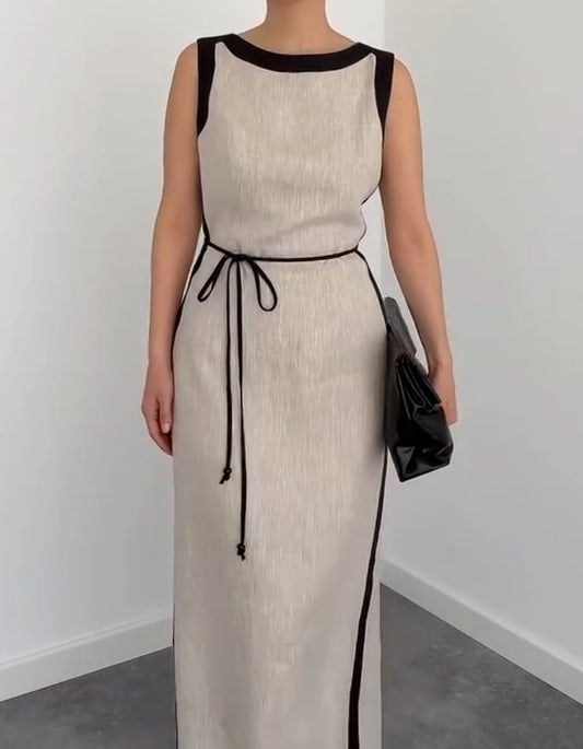 Beige Linen Casaul Dress