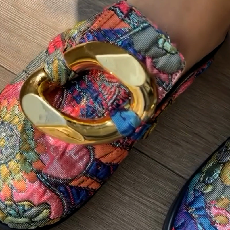 Colorful Print Flat Slippers