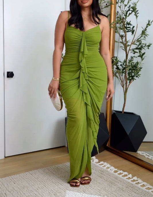 Green Unique Slim Dress