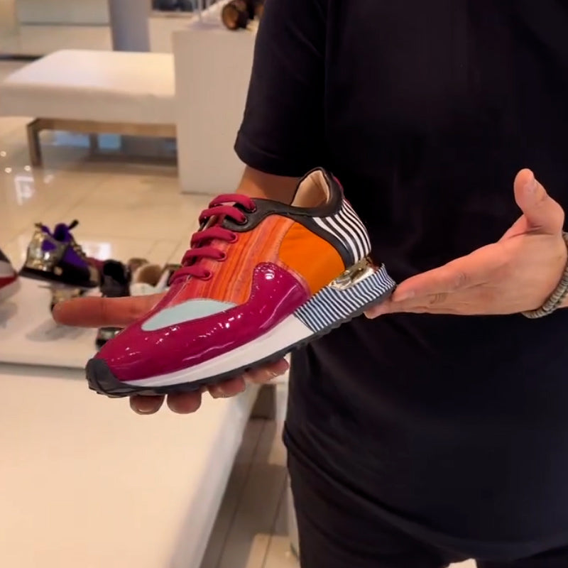 Mixed Color Leather Sneakers