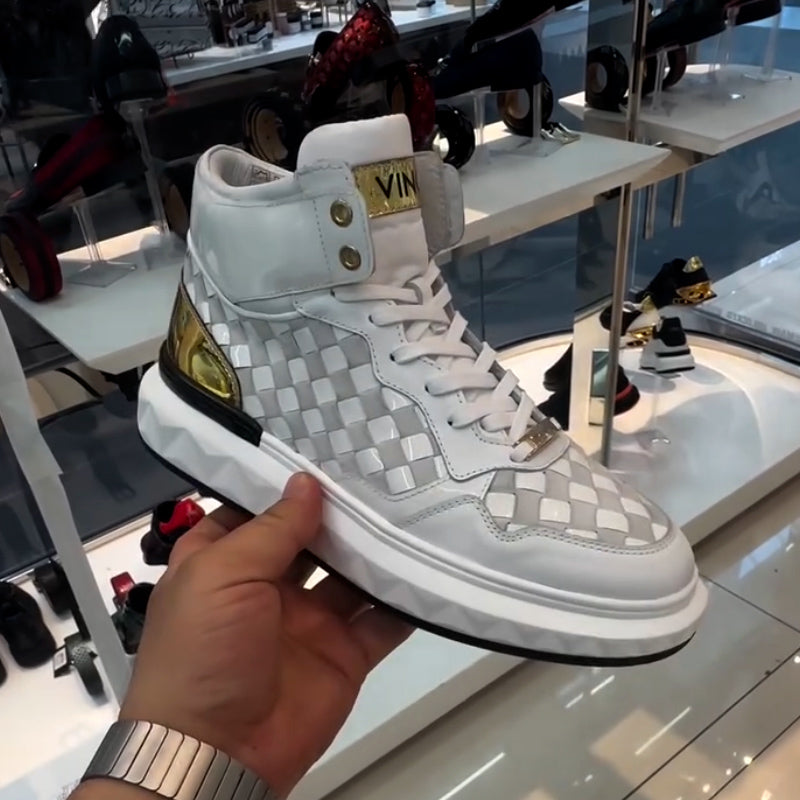 High-Top Plaid Sneakers