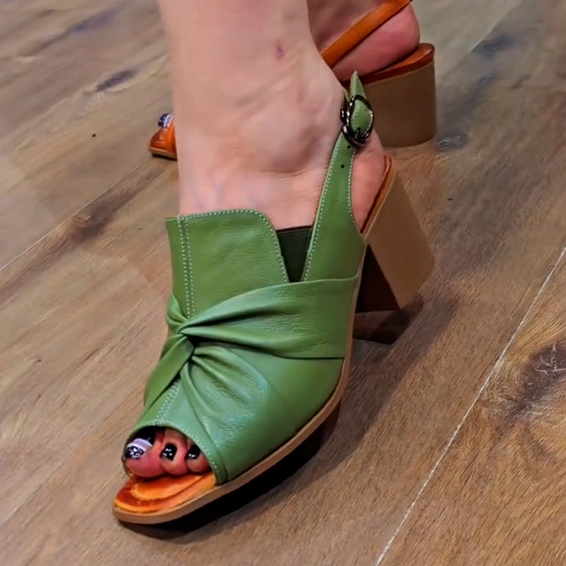 Solid-Color Leather Casual Sandals