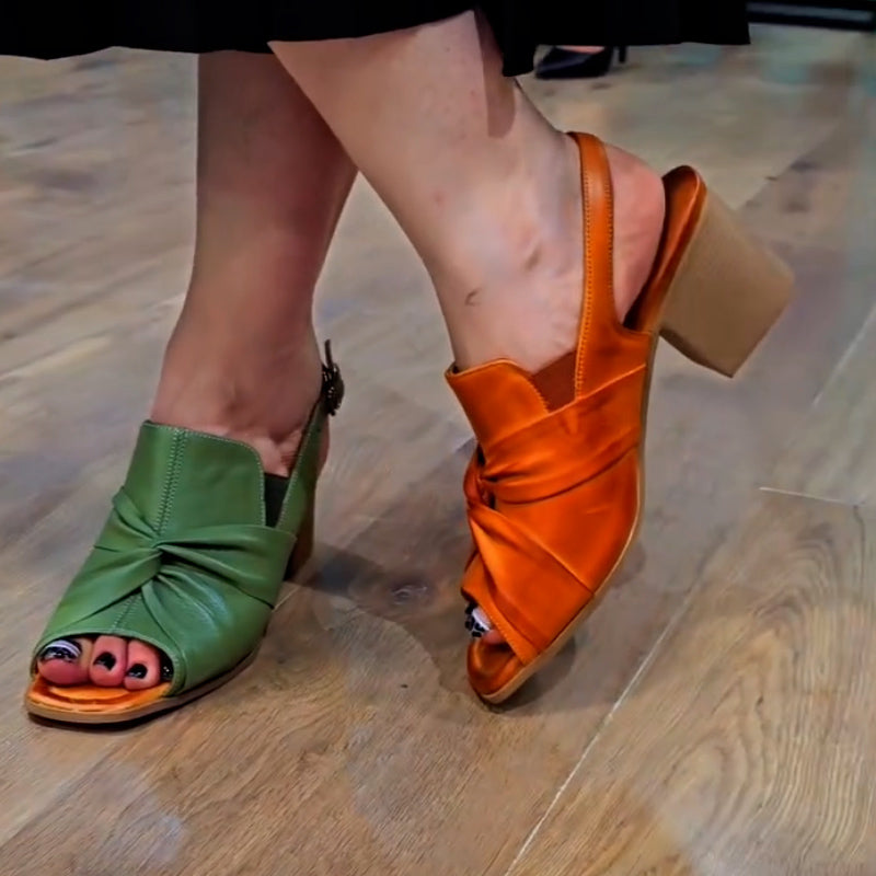 Solid-Color Leather Casual Sandals