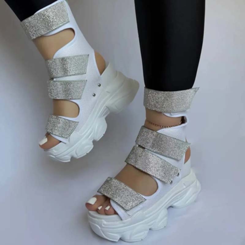 Shiny Velcro Chunky Boots