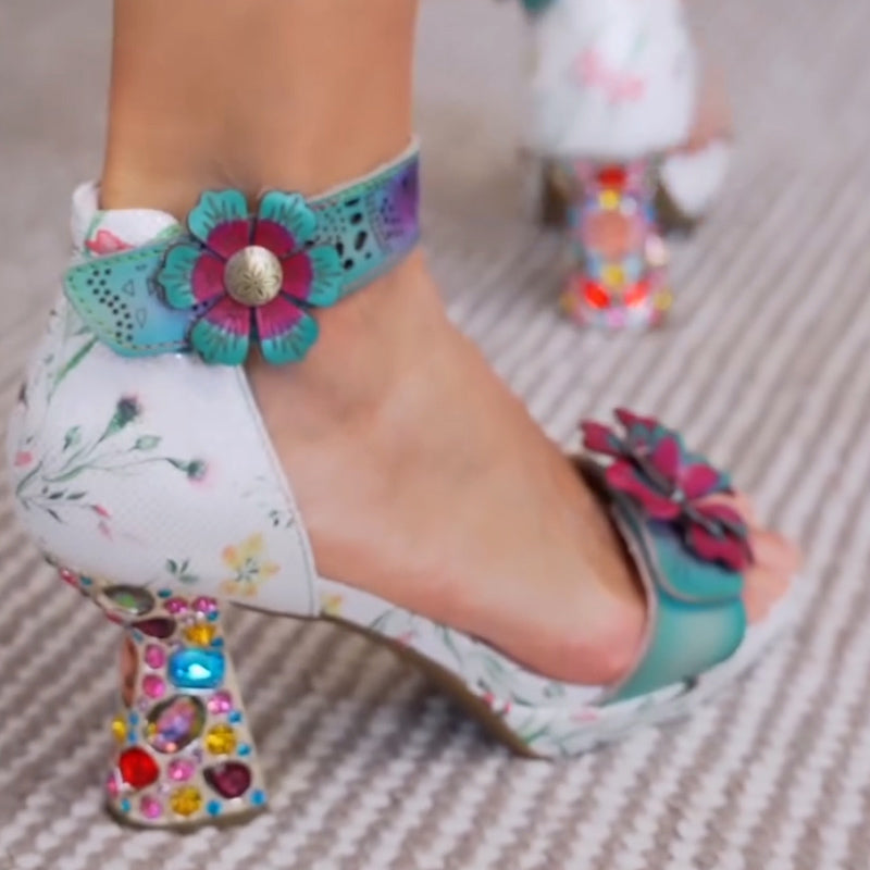 Multi Flower Stiletto Sandals