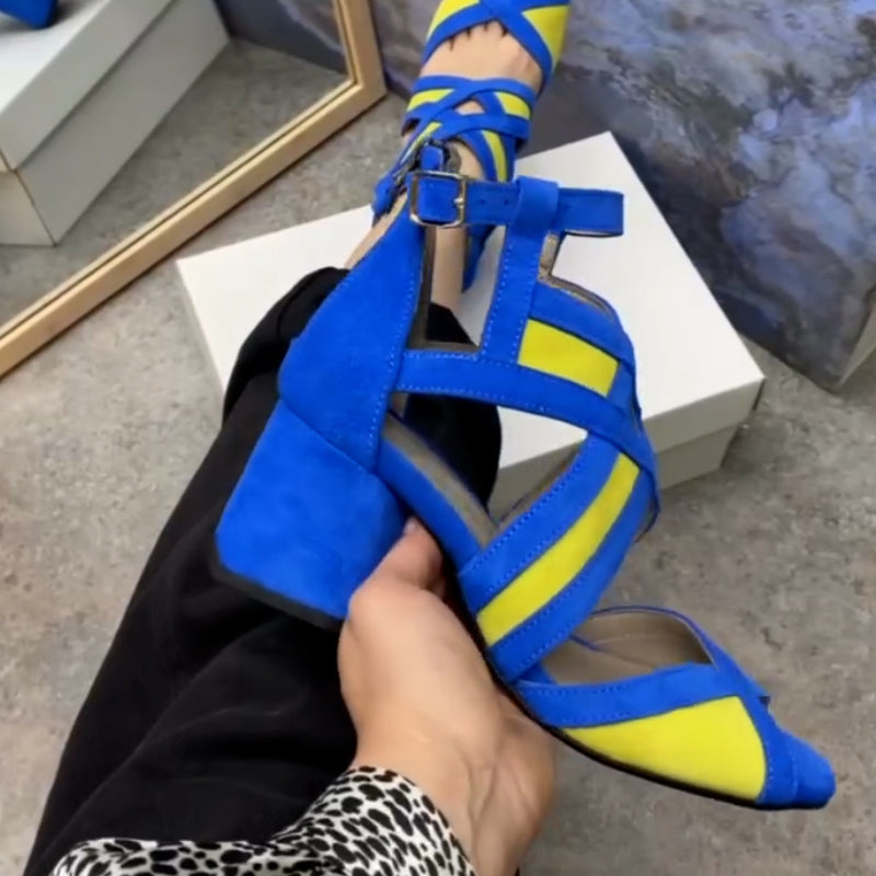 Blue-Yellow Casual Sandals