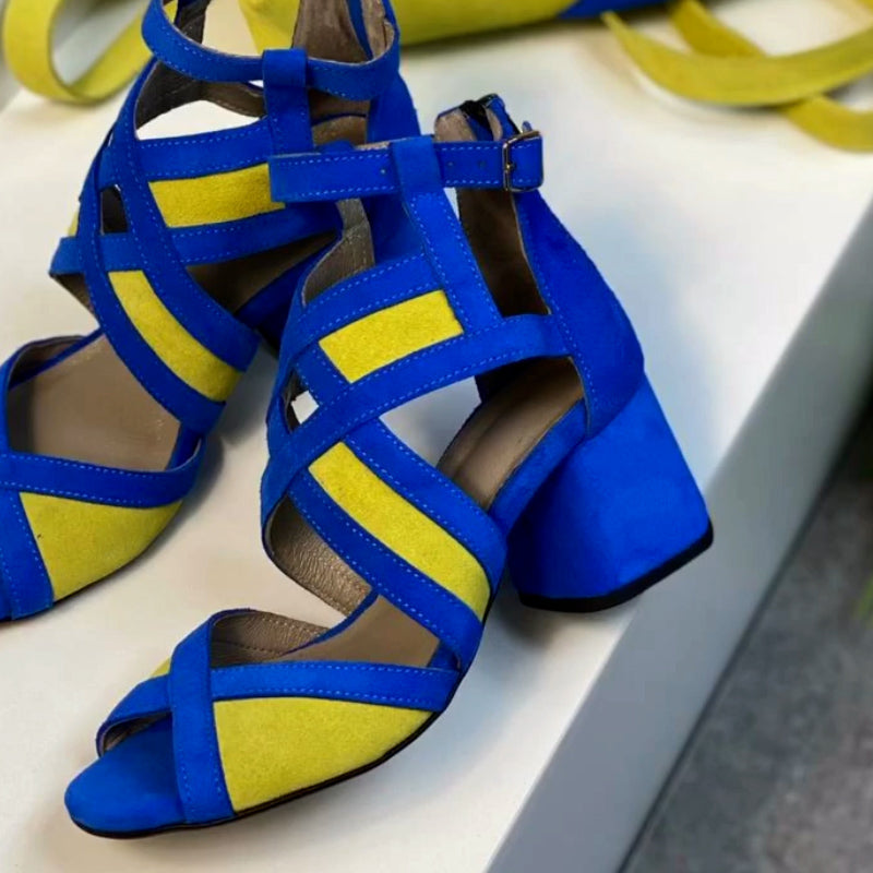Blue-Yellow Casual Sandals