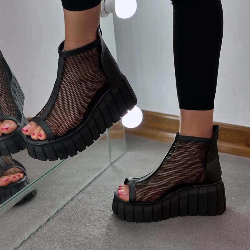 Solid-Color Mesh Boots