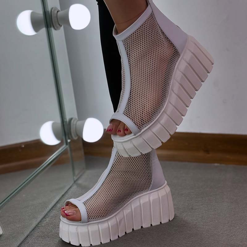 Solid-Color Mesh Boots