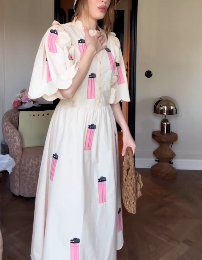 White Casual Print Dress