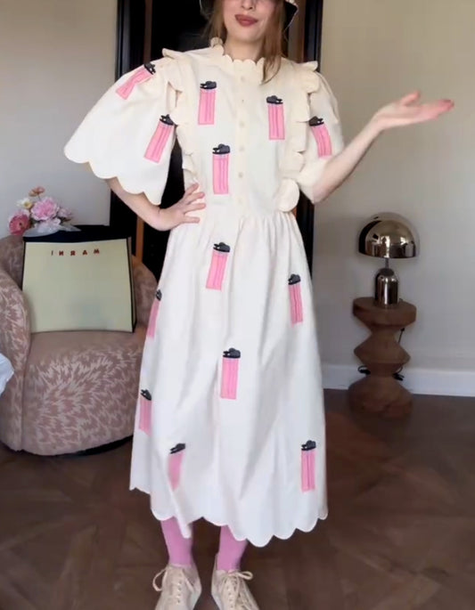 White Casual Print Dress