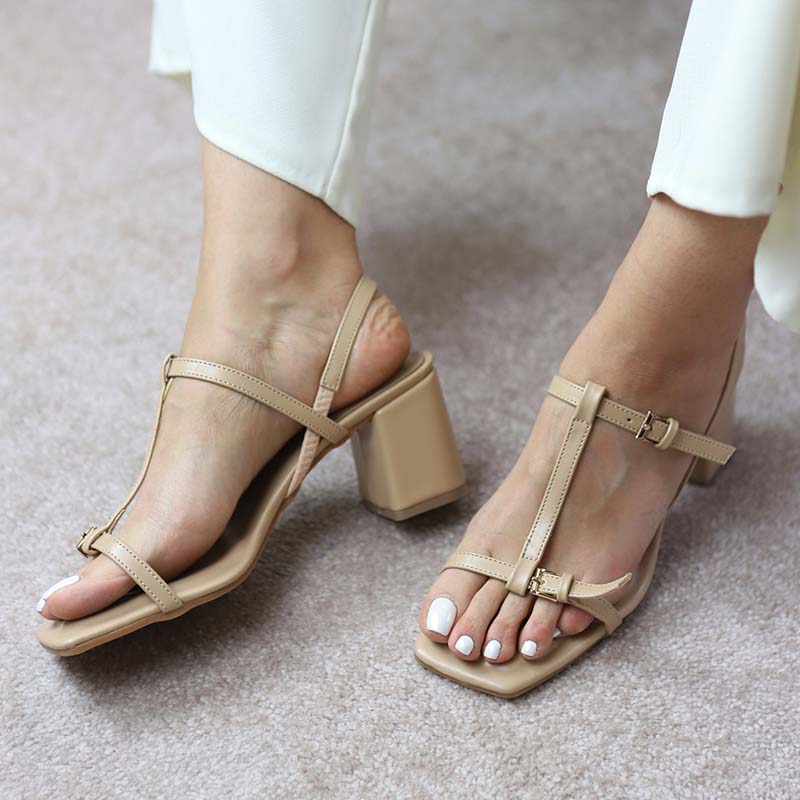 Buckle Thick-Heel Sandals