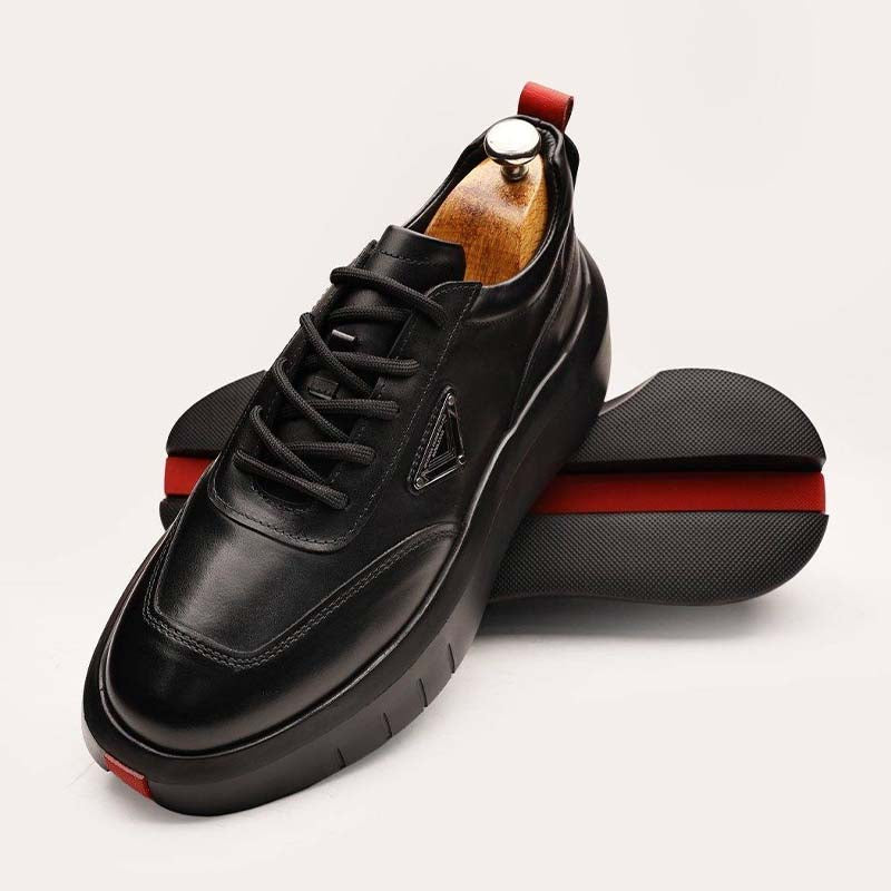 Black Leather Comfy Sneakers