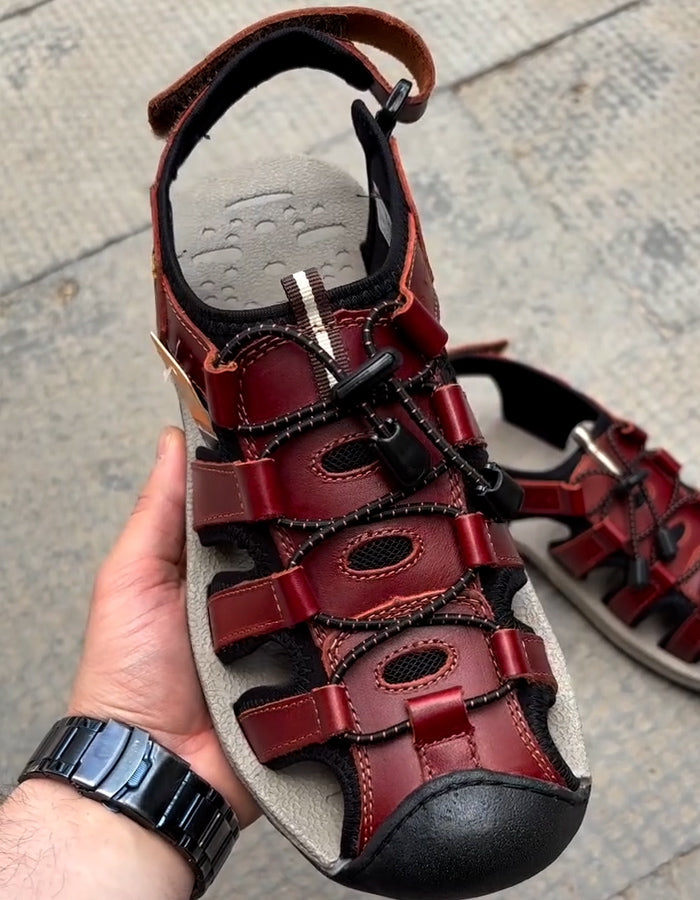 Burgundy Leather Soft Sandals