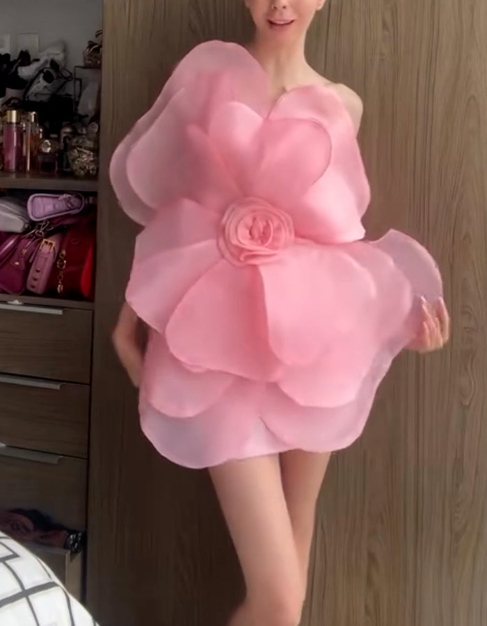 Pink 3D Flower Dress