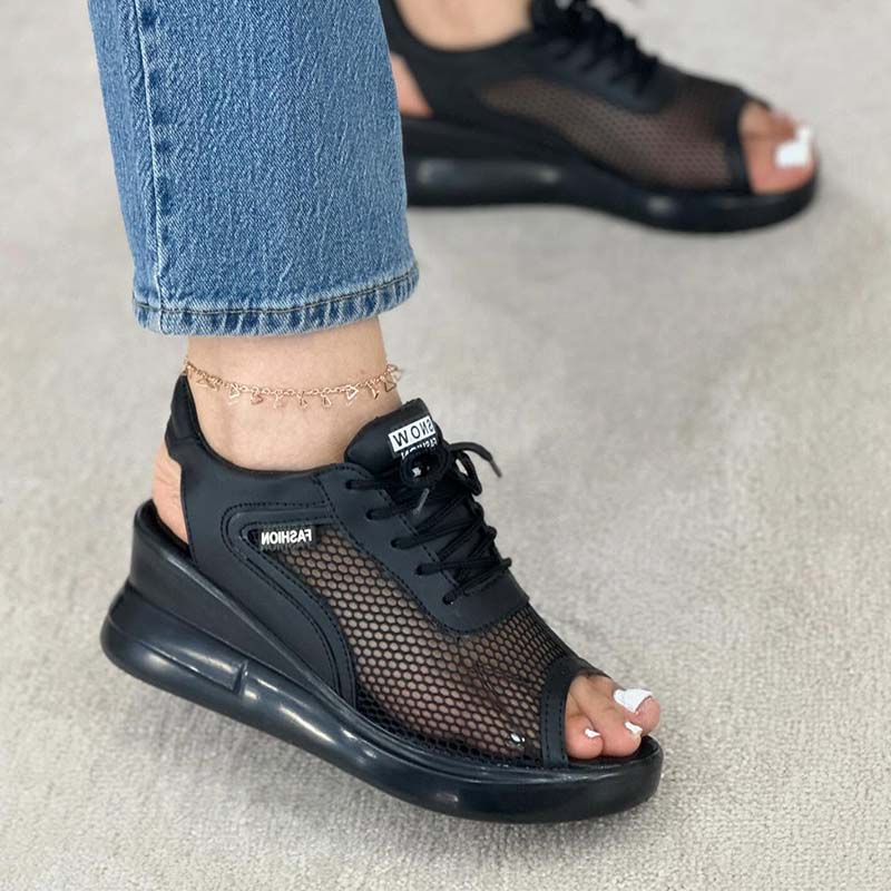 Mesh Wedge Sandals