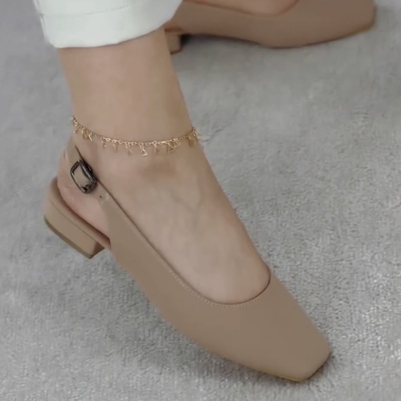 Soft Leather Buckle Shoes