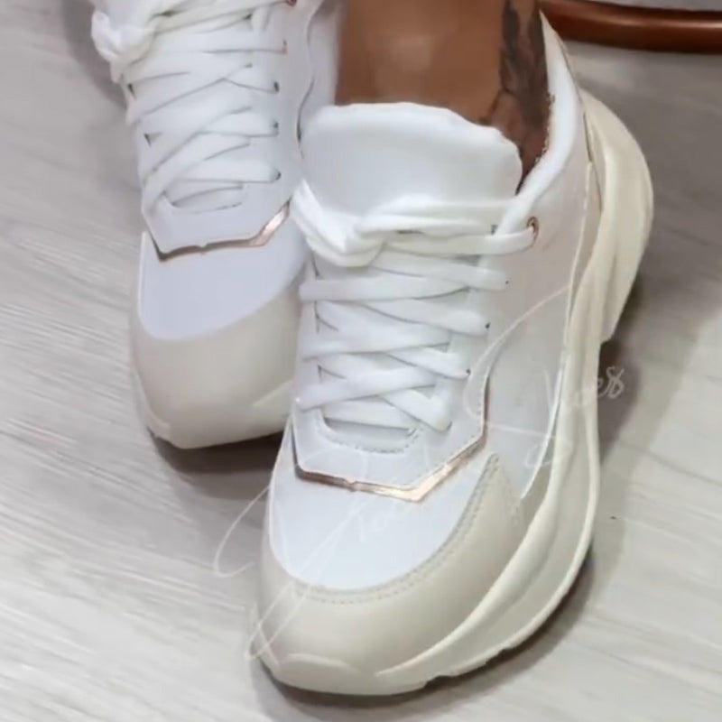 White Leather Chunky Sneakers