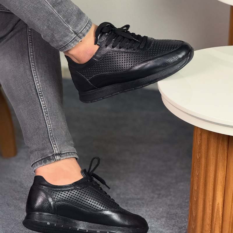Black Lace-Up Sneakers