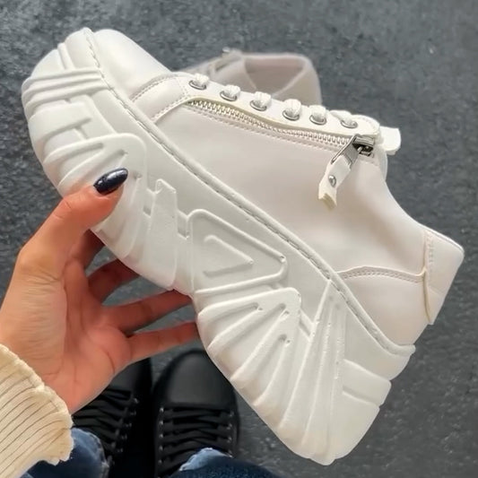 Zipper Thick-Sole Sneakers