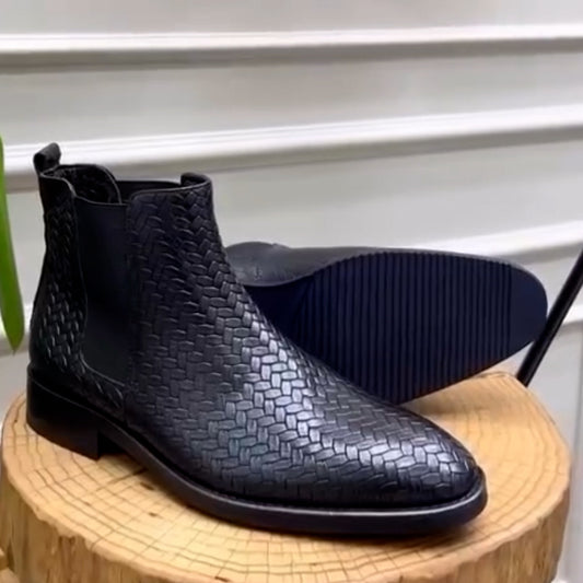 Black Leather Short Boots