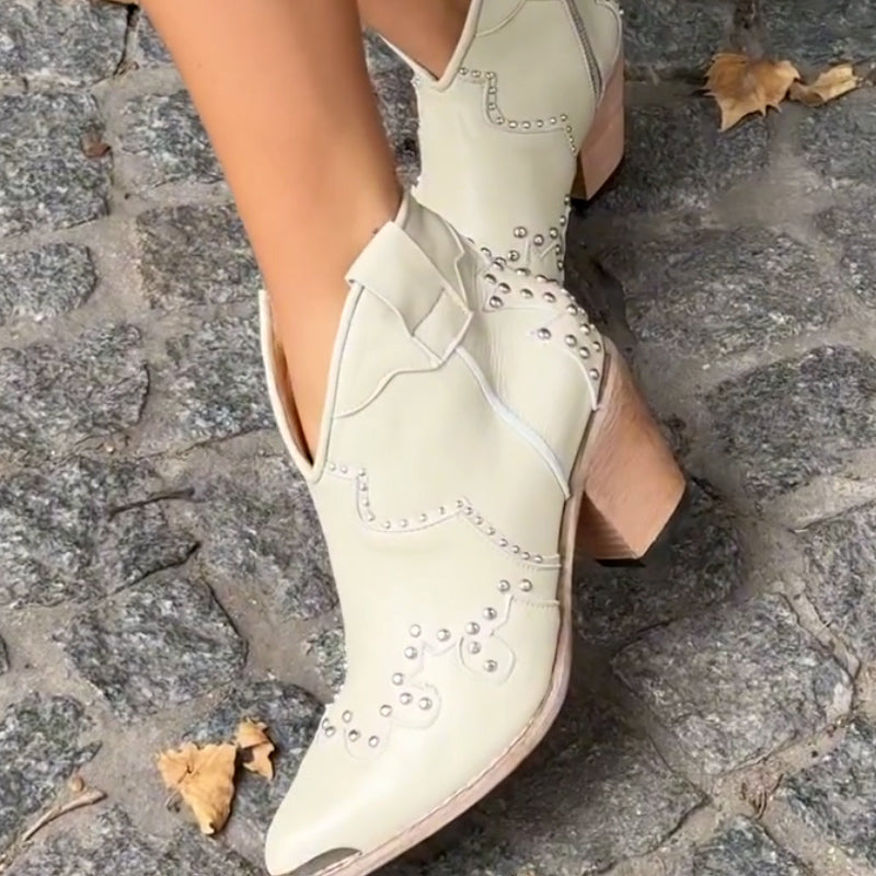 Embroidered Casual Short Boots