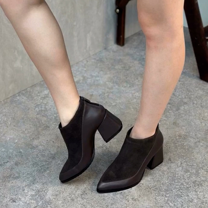 Brown Side Zipper Shoes