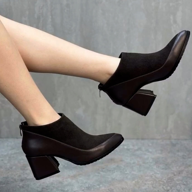 Brown Side Zipper Shoes