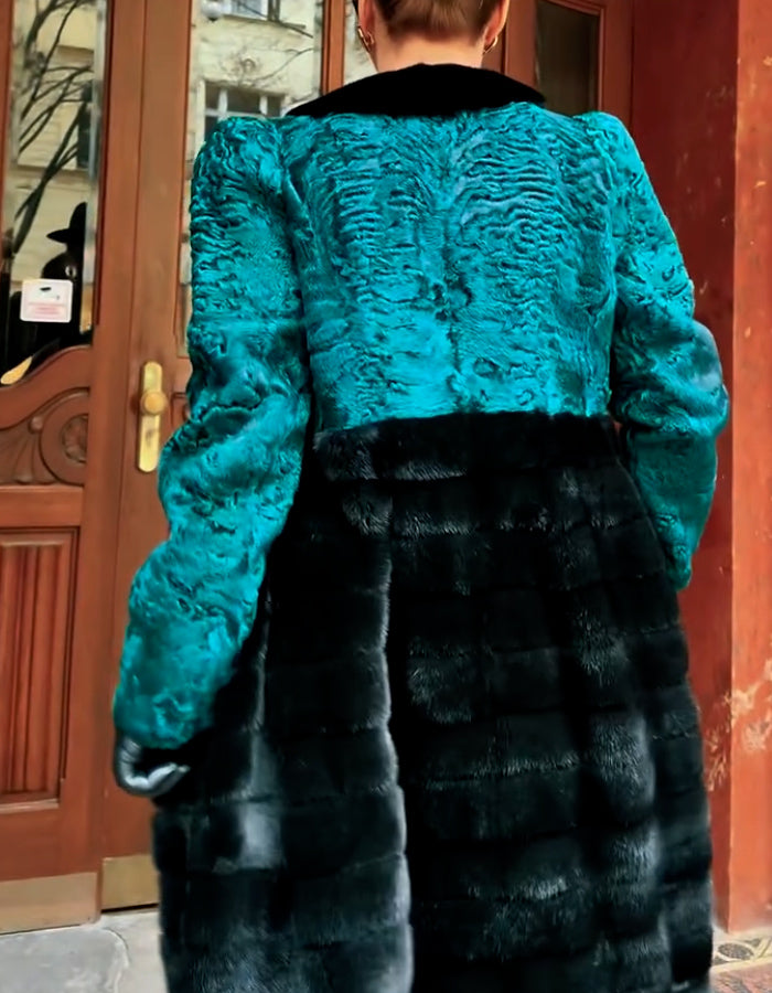 Green-Black Soft Long Coat