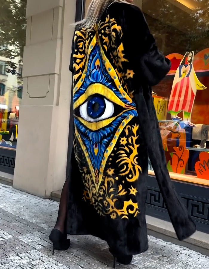 Eyes Embroidery Long Coat