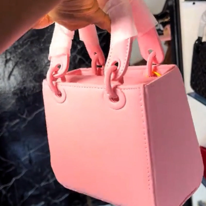 Pink Square Leather Bag