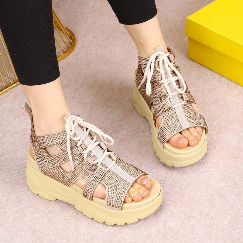 Shiny Lace-Up Sandals