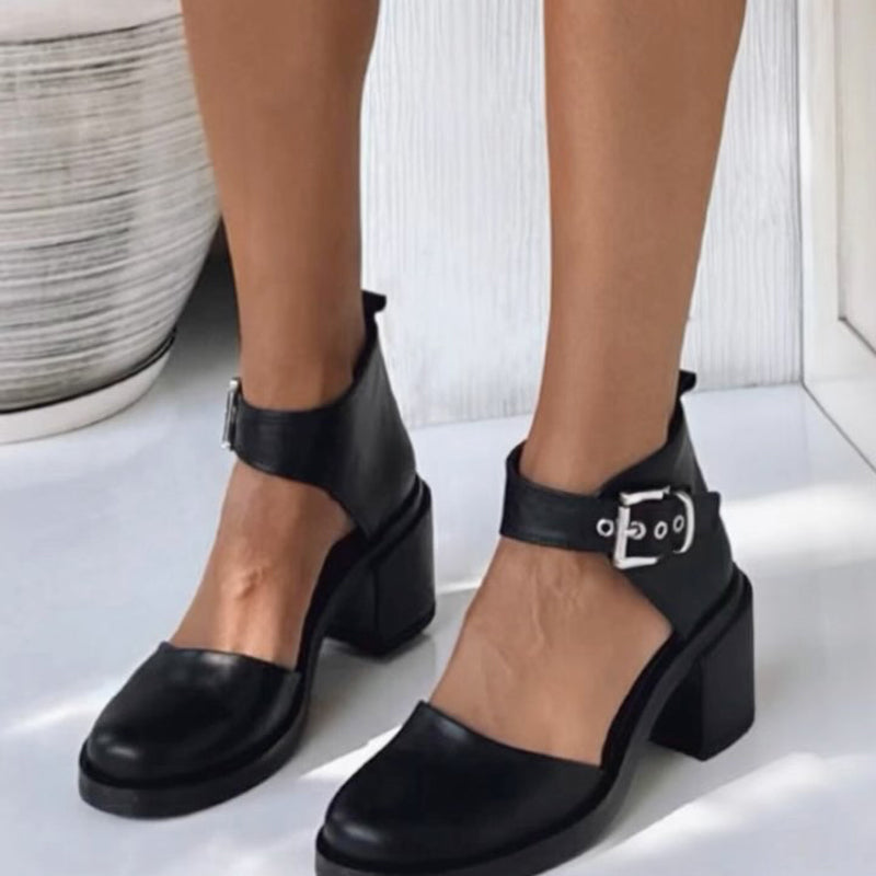 Thick Heel Round-toe Sandals
