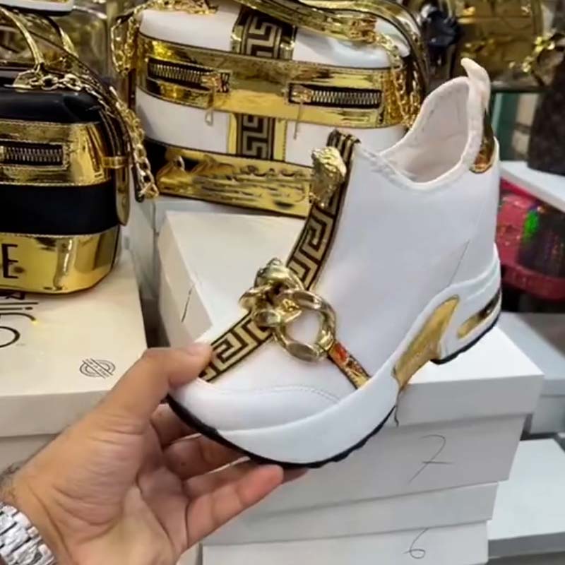 Metallic Air Cushion Comfy Sneakers