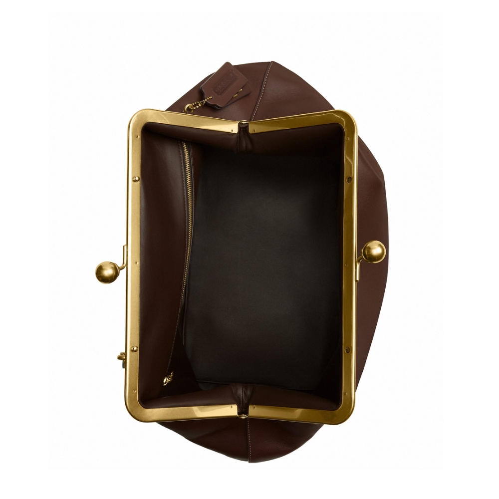 Rugged Leather Large Classic Kisslock Frame Bag