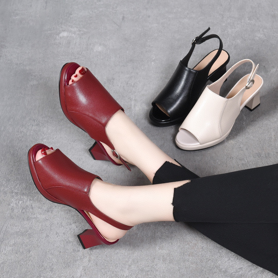 Fish Mouth Block Elegant High Heels Sandals
