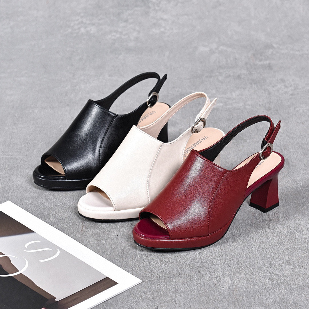 Fish Mouth Block Elegant High Heels Sandals