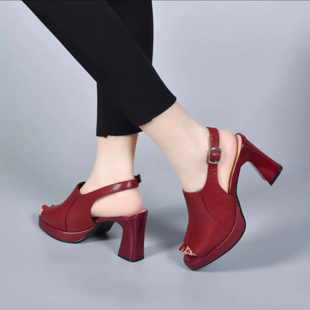 Fish Mouth Block Elegant High Heels Sandals