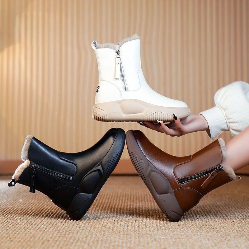 Soft Leather Comfy Zipper Ankle Boots