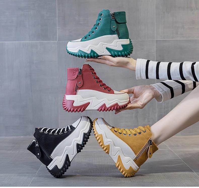 Outdoor Non-slip Leather Chunky Sneakers