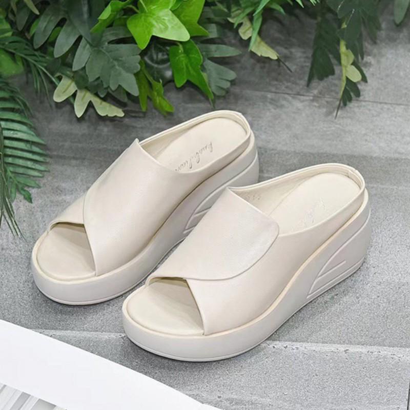 ITALY Soft Leather Orthopedic Fish Mouth Non-Slip Slippers