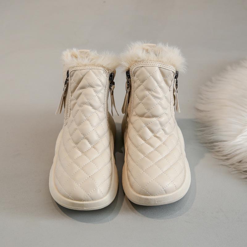 Winter Fluffy Leather Snow Shoes