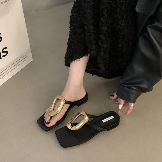 Buckle Clip-Toe Slippers