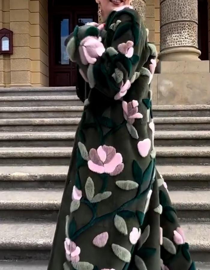 Floral Embroidered Long Coat