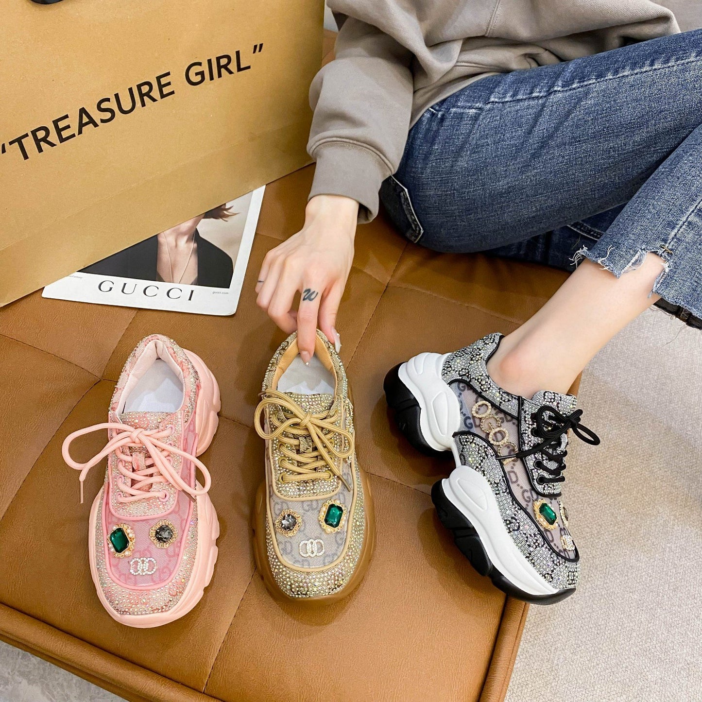 Rhinestone Breathable Sport Shoes