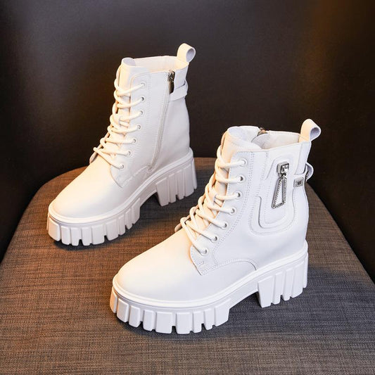 Gothic Platform Leather Ankle Boots