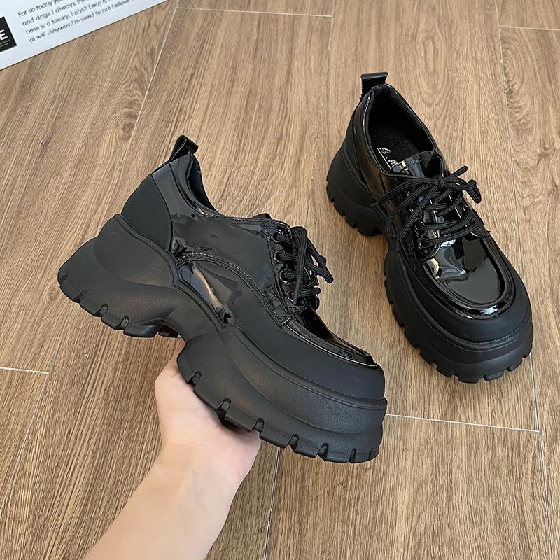 Mix Color Leather Platform Shoes