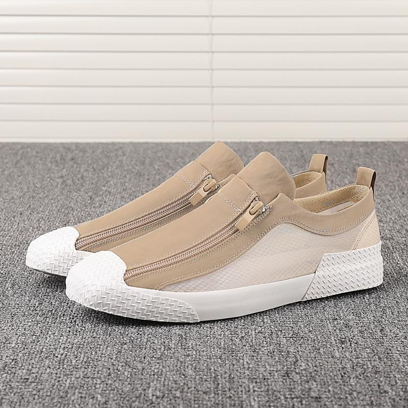 Sheer Zipper Breathable Canvas Shoes