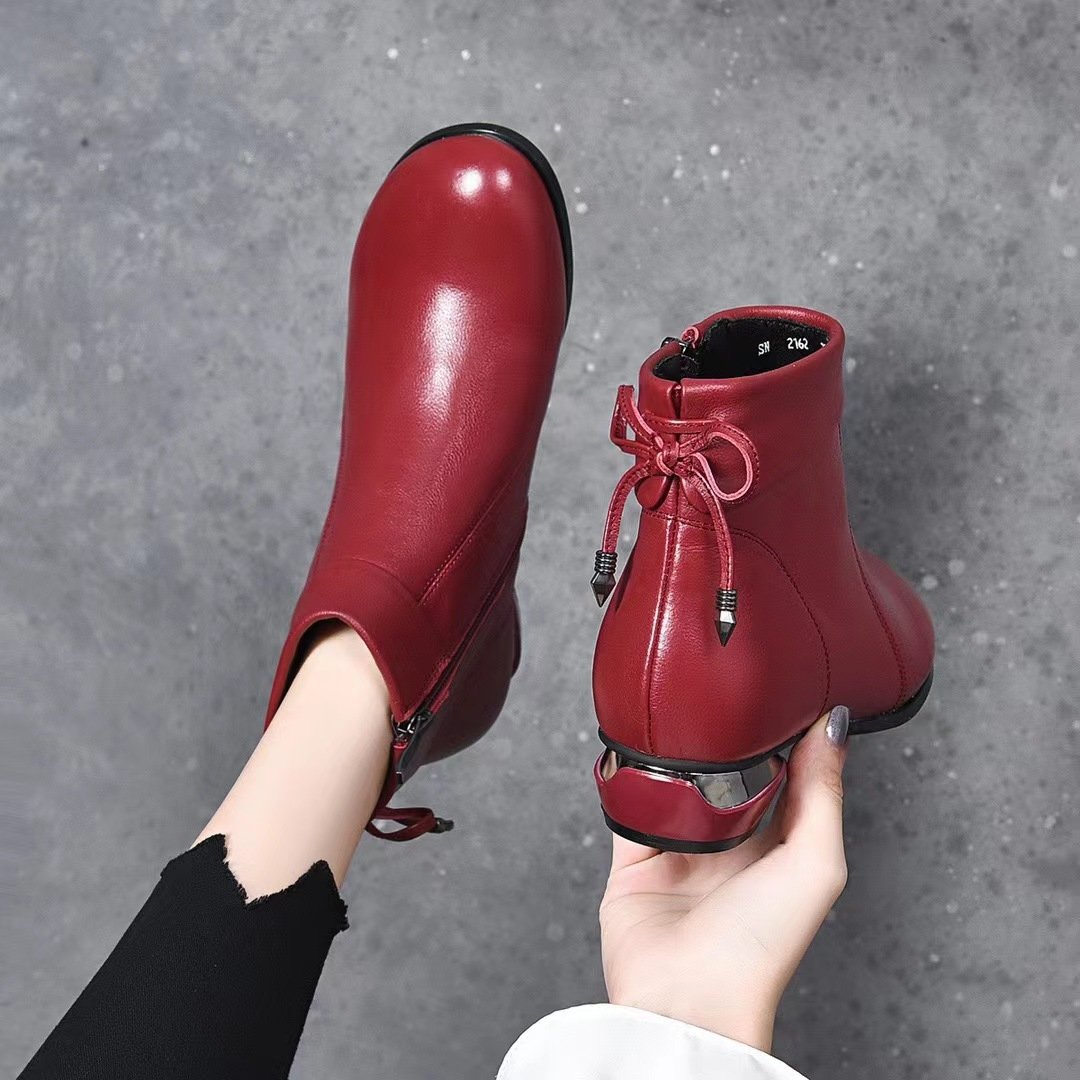 Soft Leather Versatile Low Heel Boots