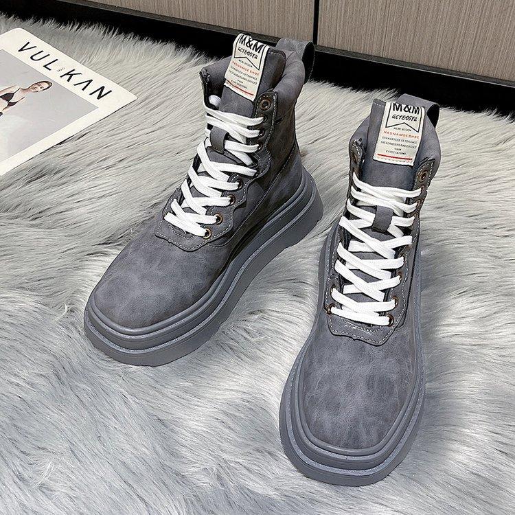 Vintage Bright Lace-Up Short Boots